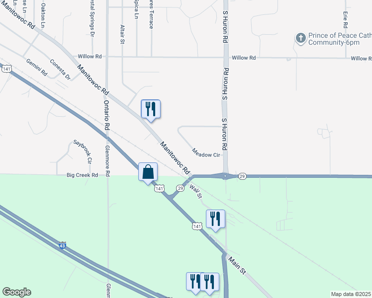 map of restaurants, bars, coffee shops, grocery stores, and more near 3231 Meadow Circle in Bellevue