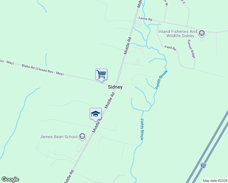 map of restaurants, bars, coffee shops, grocery stores, and more near 2945 Middle Road in Sidney