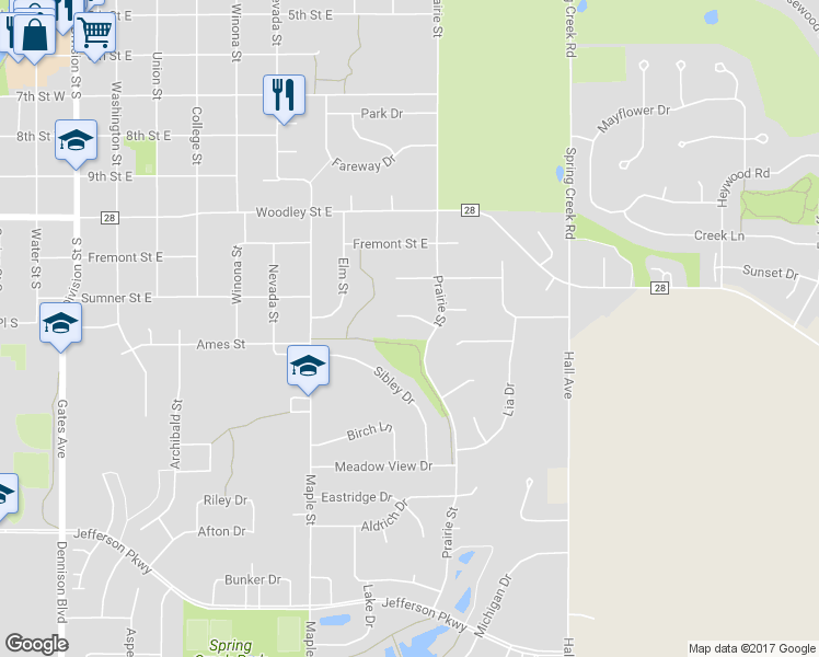 map of restaurants, bars, coffee shops, grocery stores, and more near 908 Pleasant View Court in Northfield