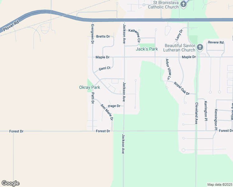 map of restaurants, bars, coffee shops, grocery stores, and more near 3542 Evergreen Drive in Plover