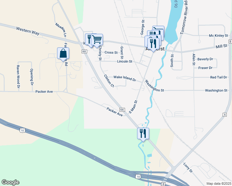 map of restaurants, bars, coffee shops, grocery stores, and more near 445 Circle Drive in Amherst