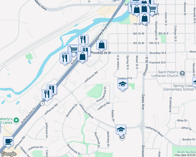 map of restaurants, bars, coffee shops, grocery stores, and more near 1182 Spruce Court in Northfield