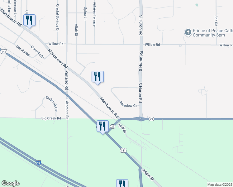 map of restaurants, bars, coffee shops, grocery stores, and more near 3231 Meadow Circle in Bellevue