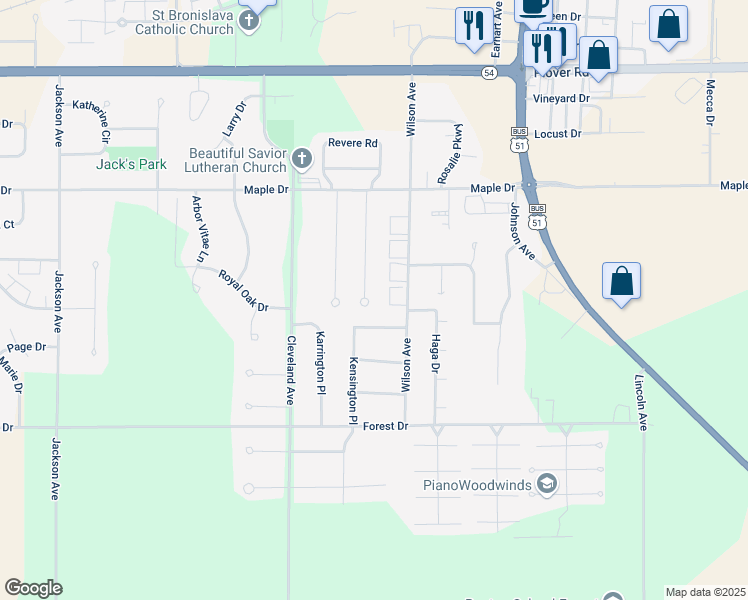 map of restaurants, bars, coffee shops, grocery stores, and more near 3442 Hoffman Drive in Plover
