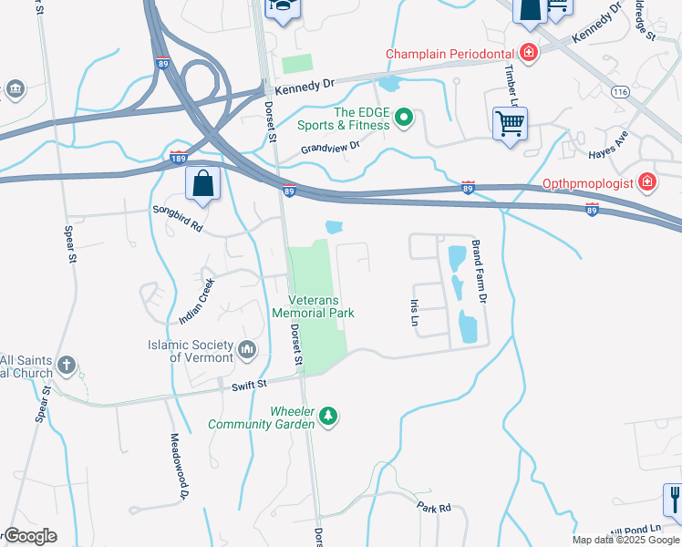 map of restaurants, bars, coffee shops, grocery stores, and more near 1000 Swift Street in South Burlington