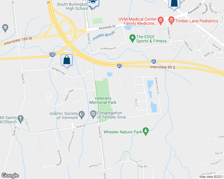 map of restaurants, bars, coffee shops, grocery stores, and more near 1000 Swift Street in South Burlington