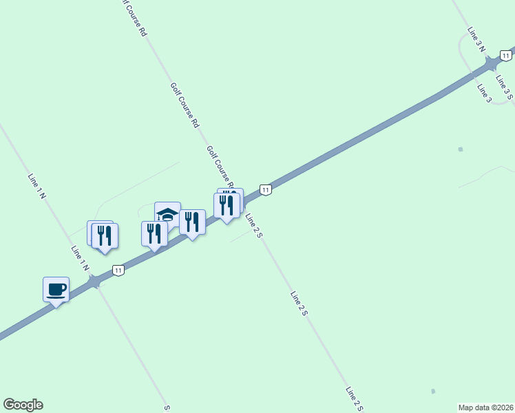 map of restaurants, bars, coffee shops, grocery stores, and more near 1585 Ontario 11 in Oro-Medonte