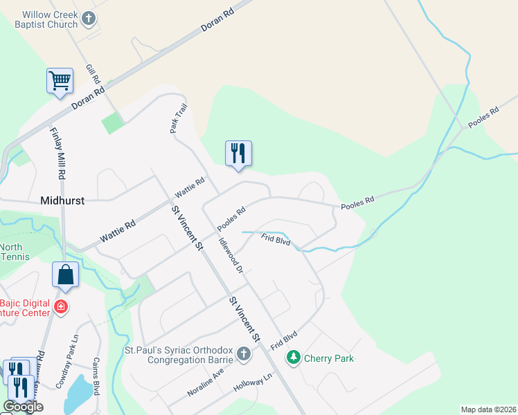 map of restaurants, bars, coffee shops, grocery stores, and more near 18 Rosewood Avenue in Midhurst