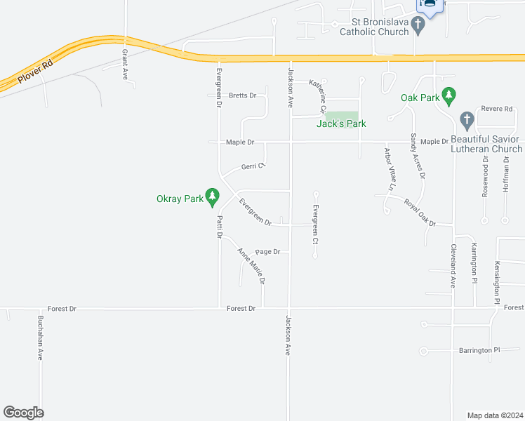 map of restaurants, bars, coffee shops, grocery stores, and more near 3542 Evergreen Drive in Plover
