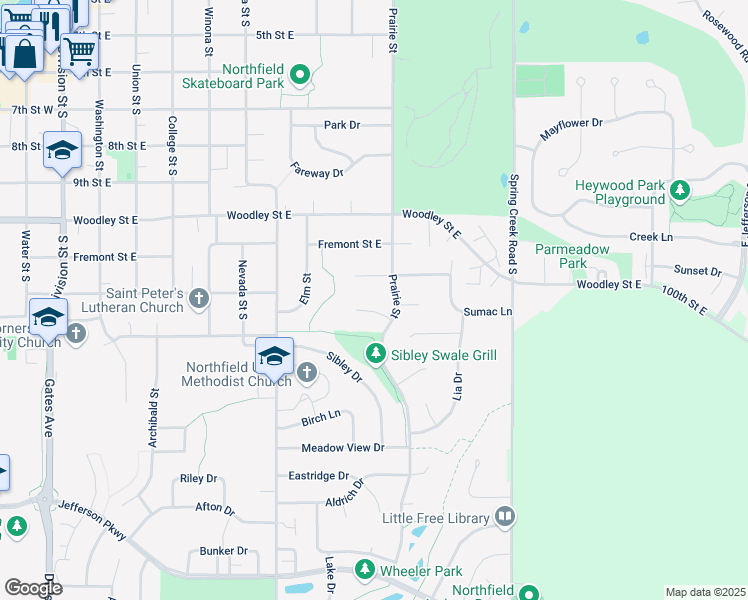 map of restaurants, bars, coffee shops, grocery stores, and more near 908 Pleasant View Court in Northfield