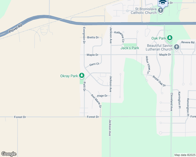 map of restaurants, bars, coffee shops, grocery stores, and more near 3501 Evergreen Drive in Plover