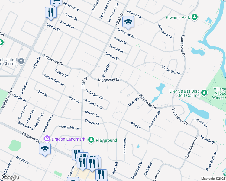 map of restaurants, bars, coffee shops, grocery stores, and more near 706 Eau Pleine Court in De Pere