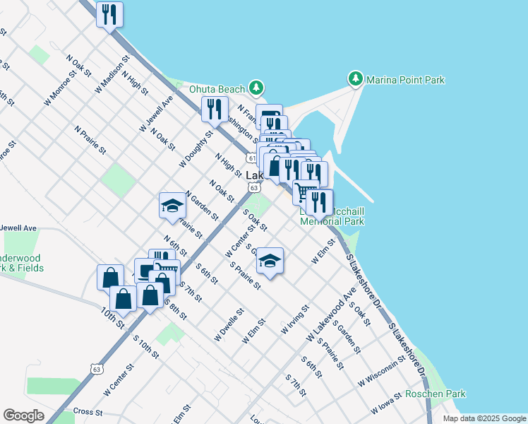 map of restaurants, bars, coffee shops, grocery stores, and more near in Lake City