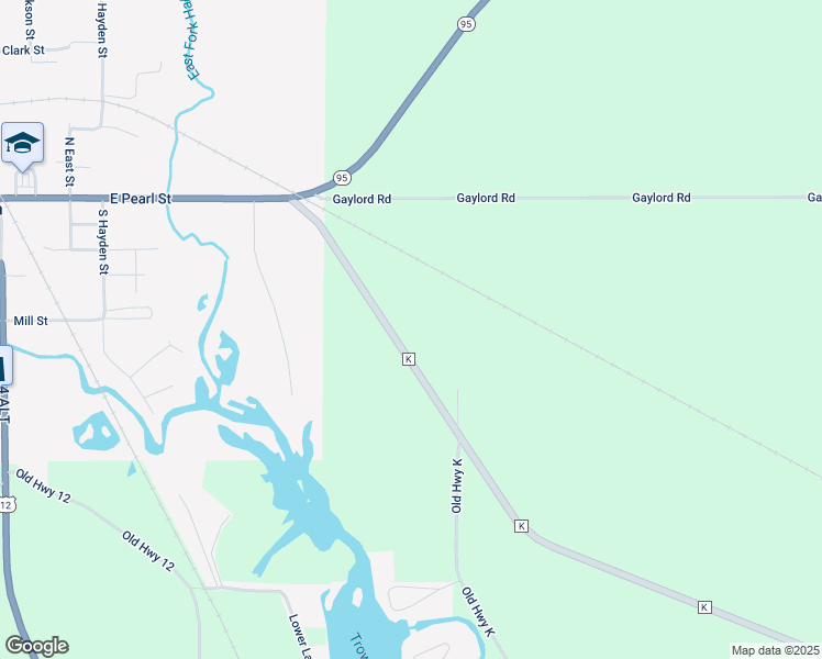 map of restaurants, bars, coffee shops, grocery stores, and more near N10460 County Road K in Merrillan