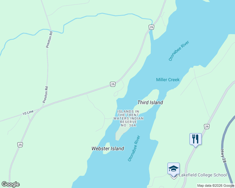 map of restaurants, bars, coffee shops, grocery stores, and more near 2207 O'Connor Lane in Lakefield