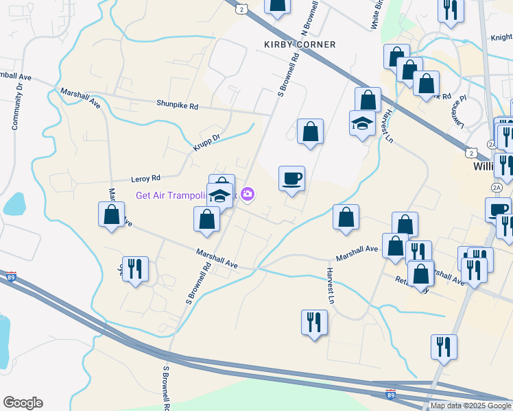 map of restaurants, bars, coffee shops, grocery stores, and more near 25 Omega Drive in Williston