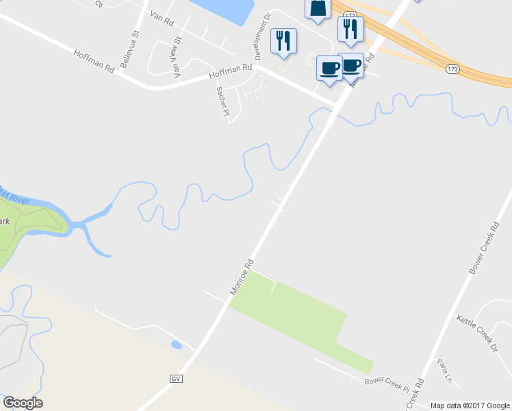 map of restaurants, bars, coffee shops, grocery stores, and more near 2966 Monroe Road in De Pere