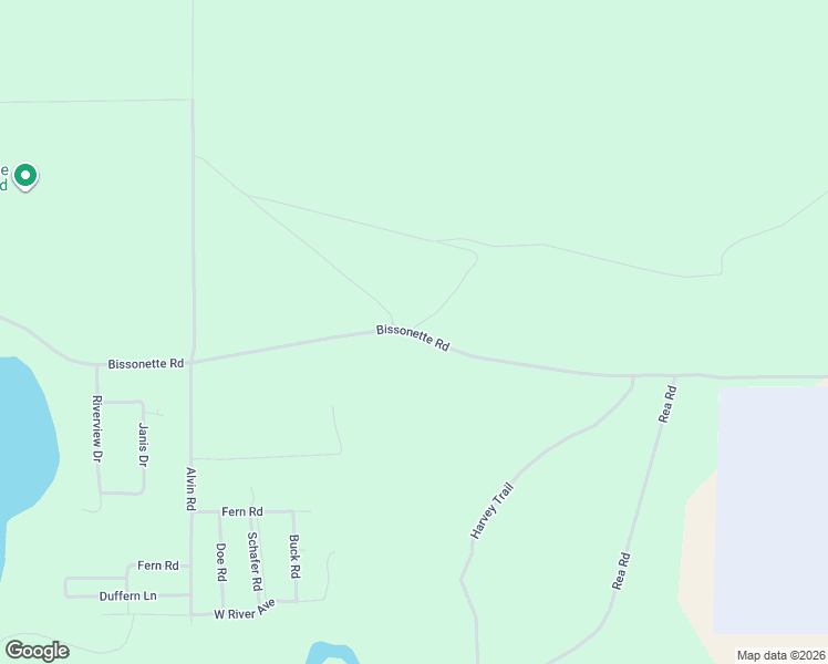 map of restaurants, bars, coffee shops, grocery stores, and more near 2240 Bissonette Road in Iosco County