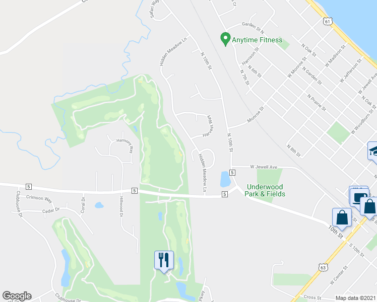map of restaurants, bars, coffee shops, grocery stores, and more near 715 Hazelnut Way in Lake City