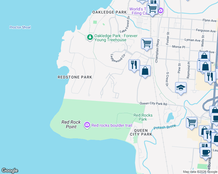 map of restaurants, bars, coffee shops, grocery stores, and more near 96 Dunder Road in Burlington