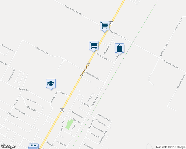 map of restaurants, bars, coffee shops, grocery stores, and more near 643 Devonshire Road in Port Elgin