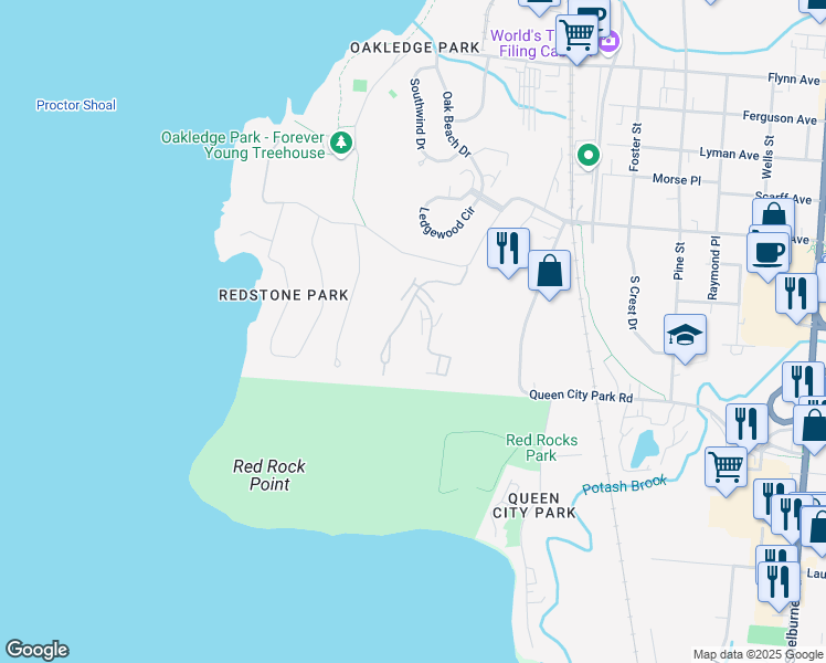 map of restaurants, bars, coffee shops, grocery stores, and more near 96 Dunder Road in Burlington