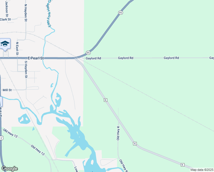 map of restaurants, bars, coffee shops, grocery stores, and more near N10460 County Road K in Merrillan