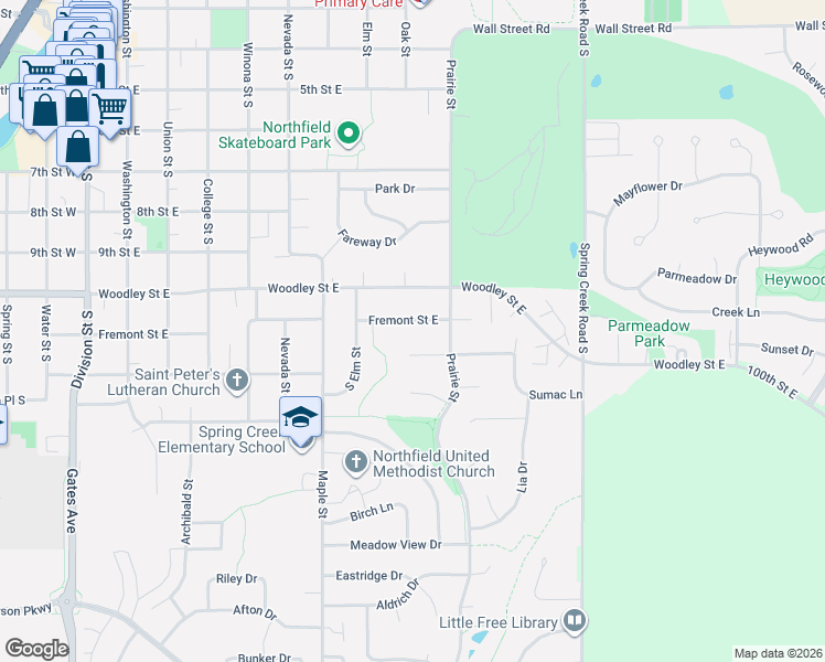 map of restaurants, bars, coffee shops, grocery stores, and more near 936 Prospect Court in Northfield