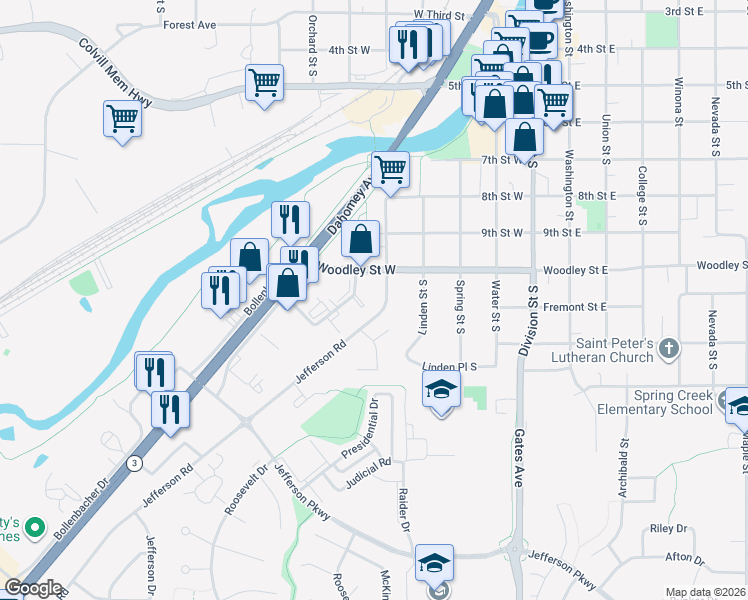 map of restaurants, bars, coffee shops, grocery stores, and more near 1126 Spruce Court in Northfield