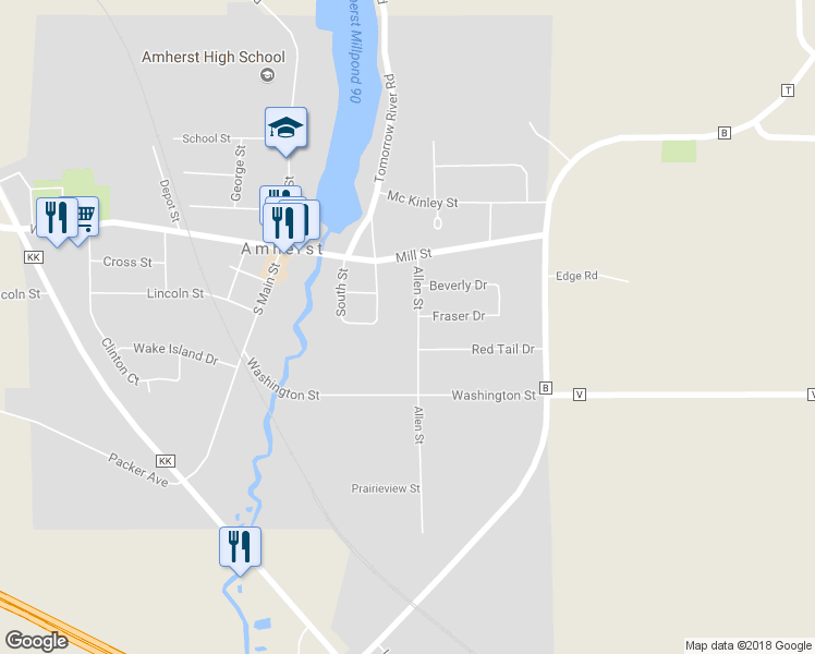 map of restaurants, bars, coffee shops, grocery stores, and more near 293 Allen Street in Amherst