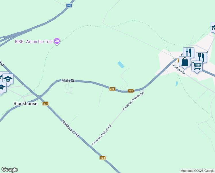 map of restaurants, bars, coffee shops, grocery stores, and more near 23 Nova Scotia 325 in Mahone Bay