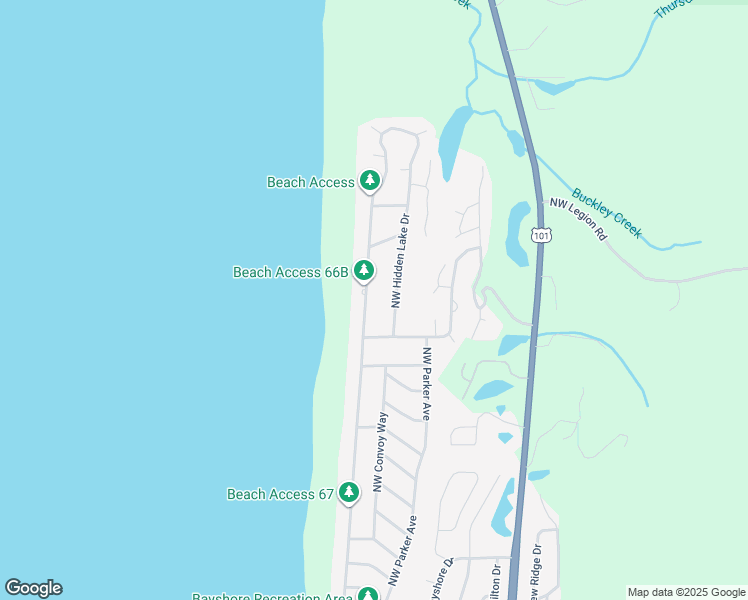 map of restaurants, bars, coffee shops, grocery stores, and more near 3420-3504 Northwest Hidden Lake Drive in Waldport