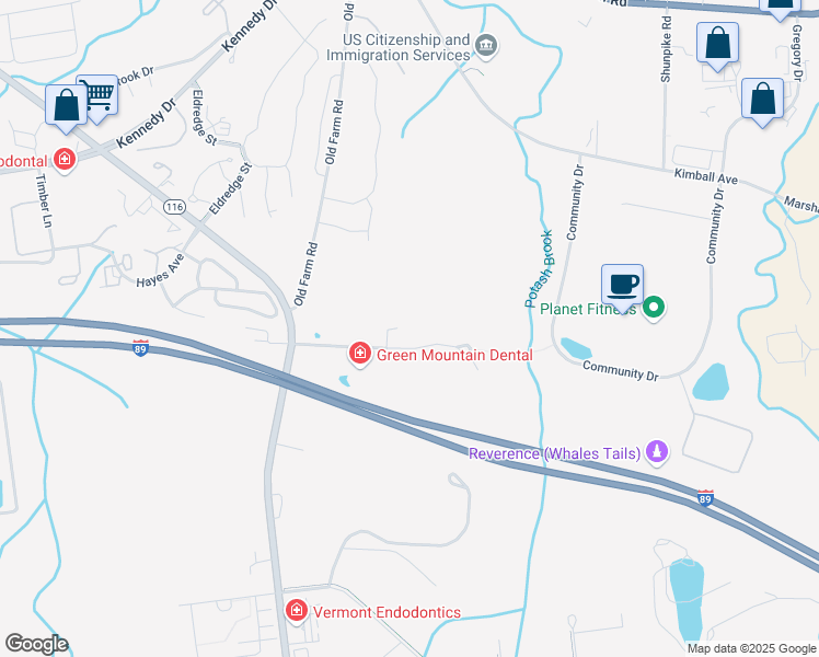 map of restaurants, bars, coffee shops, grocery stores, and more near 185 Tilley Drive in South Burlington