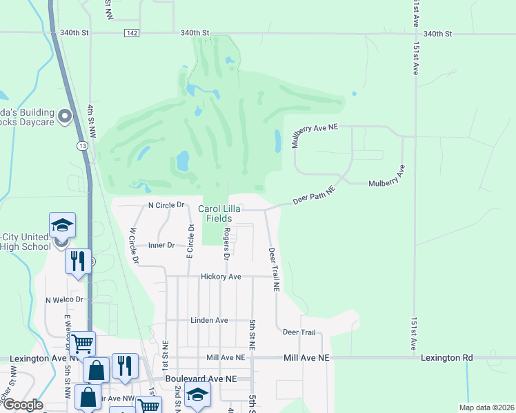 map of restaurants, bars, coffee shops, grocery stores, and more near 813 Deer Path Northeast in Montgomery
