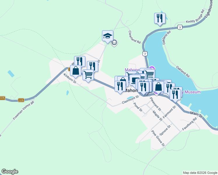 map of restaurants, bars, coffee shops, grocery stores, and more near 424 Main Street in Mahone Bay