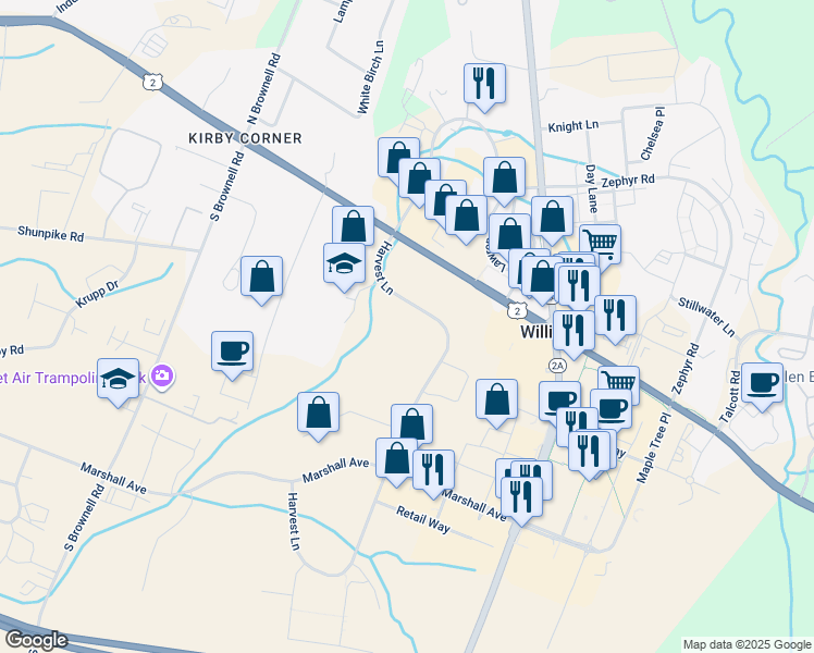 map of restaurants, bars, coffee shops, grocery stores, and more near 188 Harvest Lane in Williston
