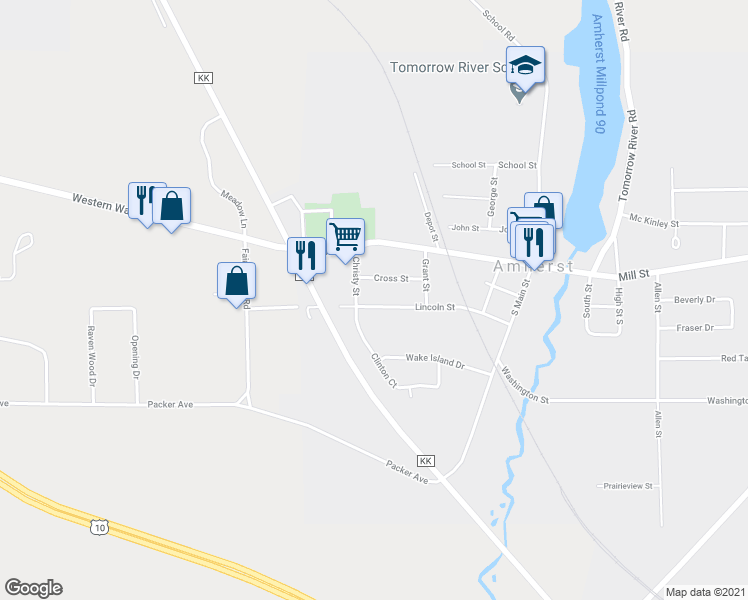map of restaurants, bars, coffee shops, grocery stores, and more near 376 Lincoln Street in Amherst