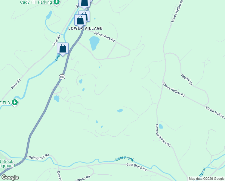map of restaurants, bars, coffee shops, grocery stores, and more near 458 Old Farm Road in Stowe