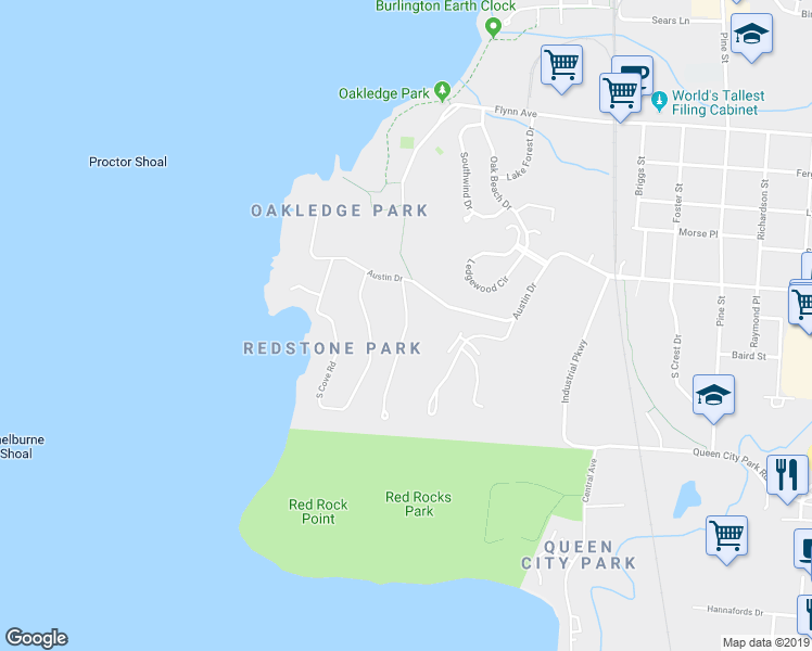 map of restaurants, bars, coffee shops, grocery stores, and more near 53 Dunder Road in Burlington