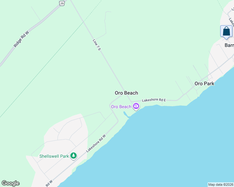 map of restaurants, bars, coffee shops, grocery stores, and more near 27 Lakeshore Road West in Oro Station