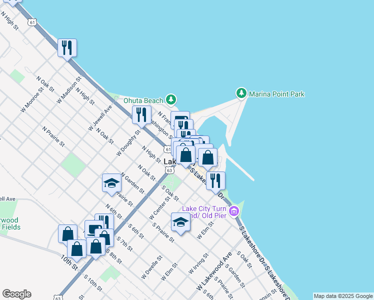 map of restaurants, bars, coffee shops, grocery stores, and more near in Lake City