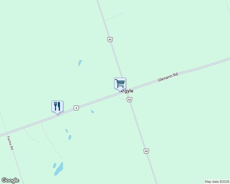 map of restaurants, bars, coffee shops, grocery stores, and more near 1619 Kawartha Lakes County Road 46 in Kawartha Lakes