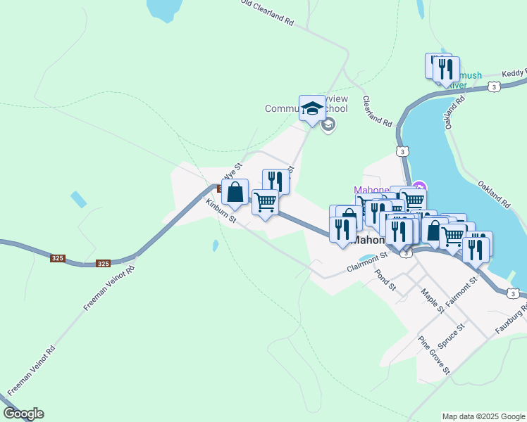 map of restaurants, bars, coffee shops, grocery stores, and more near 350 Main Street in Mahone Bay