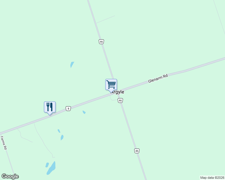map of restaurants, bars, coffee shops, grocery stores, and more near 1619 Kawartha Lakes County Road 46 in Kawartha Lakes