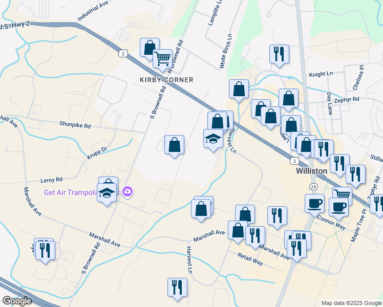 map of restaurants, bars, coffee shops, grocery stores, and more near 181 Commerce Street in Williston