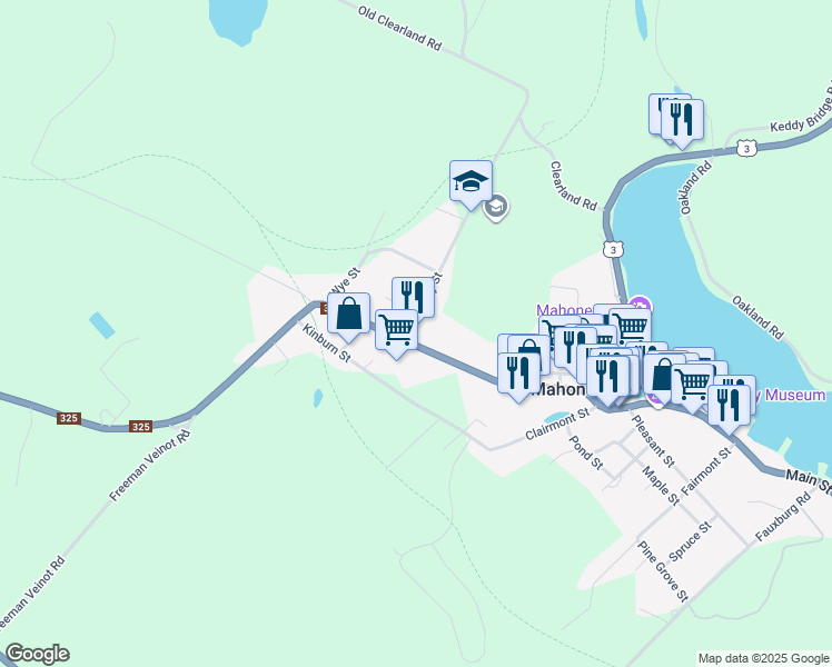 map of restaurants, bars, coffee shops, grocery stores, and more near 2 Clearway Street in Mahone Bay