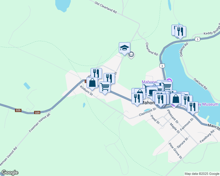 map of restaurants, bars, coffee shops, grocery stores, and more near 2 Clearway Street in Mahone Bay