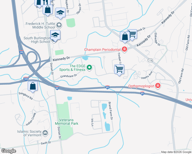 map of restaurants, bars, coffee shops, grocery stores, and more near 79 Twin Oaks Terrace in South Burlington