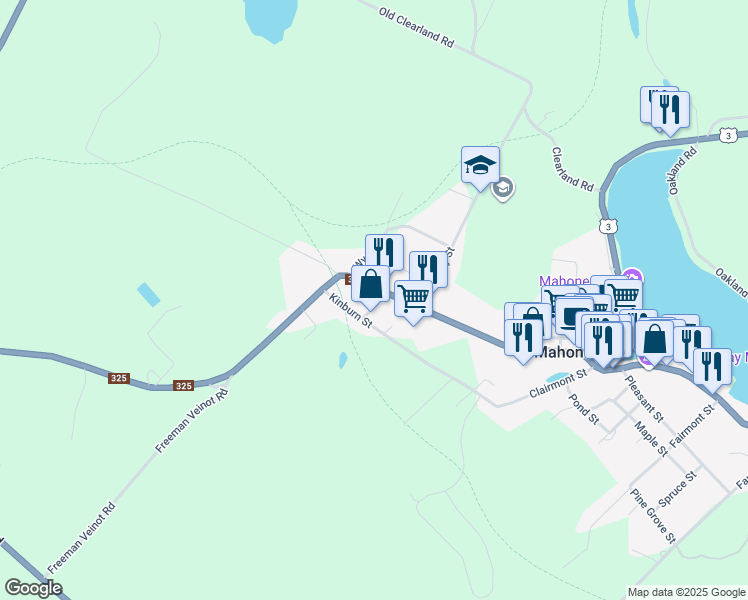 map of restaurants, bars, coffee shops, grocery stores, and more near 10 Spur Street in Mahone Bay