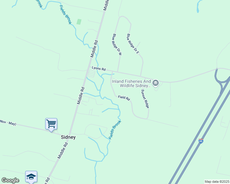 map of restaurants, bars, coffee shops, grocery stores, and more near 31 Field Road in Sidney